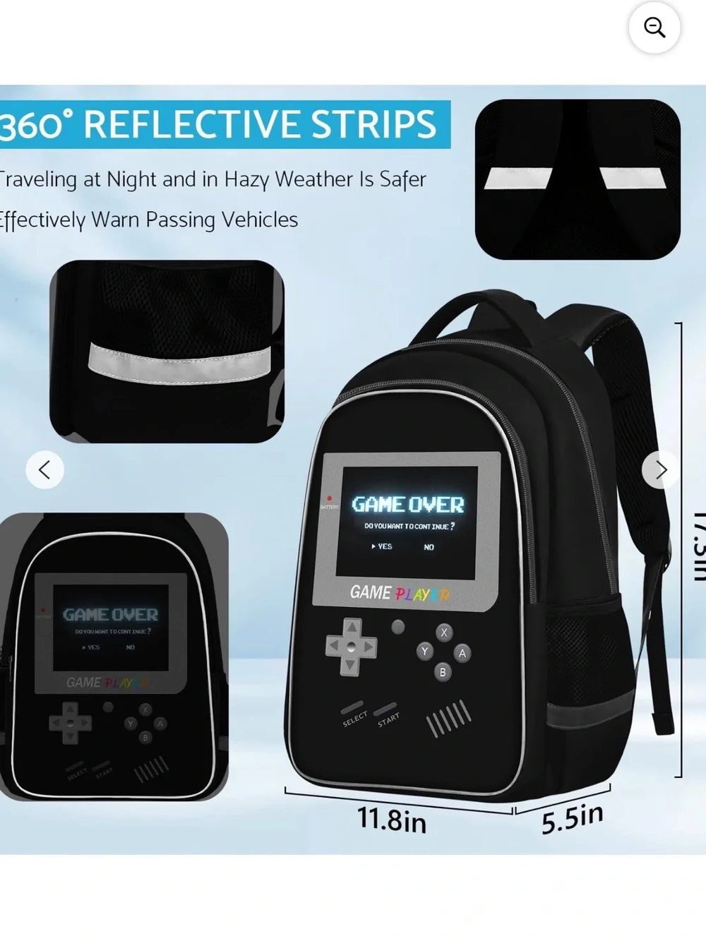 The Game Kids Reflective Safety Vest - Black with White Strips